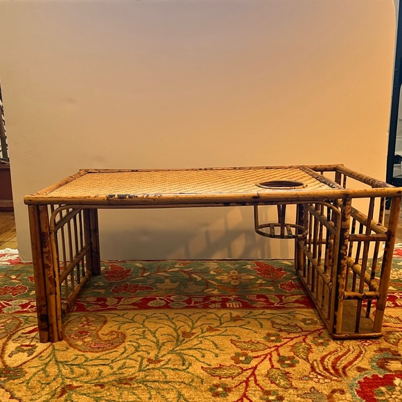 Chinoiserie Bamboo Breakfast Bed Tray with Magazine Rack and Cup Holder - Picture 7 of 7